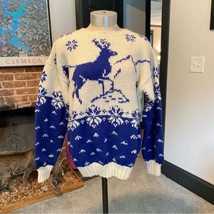 Vintage intarsia reindeer sweater